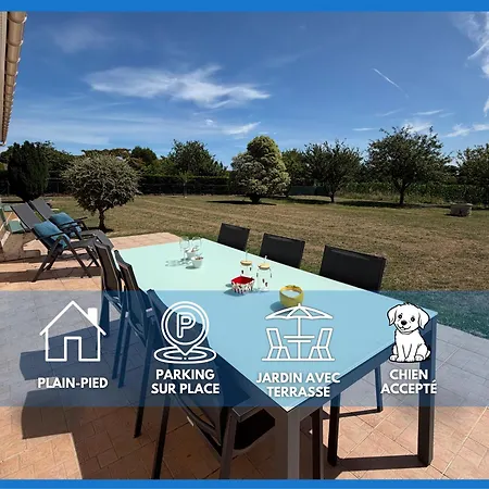 Semesterbostad La Cle Des Champs Maison Plain Pied Lumineuse Bien Equipee, Sejour Spacieux, Belle Terrasse Amenagee, Garage, Grand Jardin Clos, Parking, Pres De Bayeux Et Omaha Beach, Chiens Bienvenus *